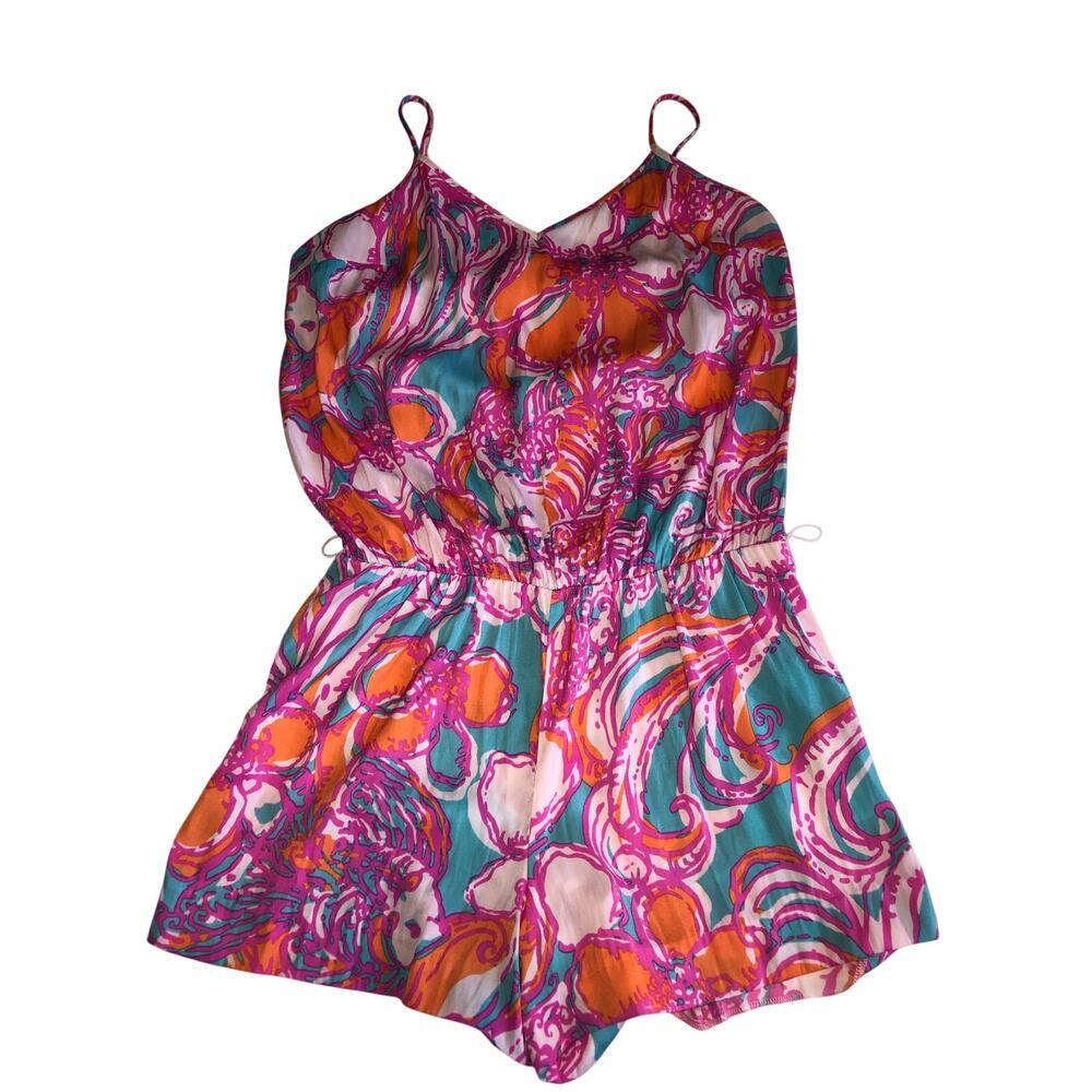 Lilly Pulitzer Deanna Tank Short Romper Size S Pink Feeling Tanked Belted